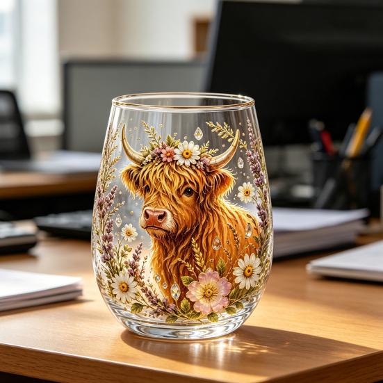 Szklanka Poranna z Kolibrem, Szklanka do Whisky, Odporna na Ciepło Kieliszek do Wina z Kwiatowym Wzorem do Domowego Baru