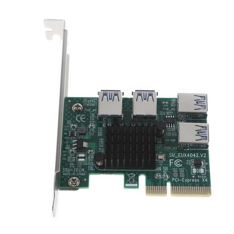 PCI-e 1 to PCIE 4 PCI-express Adapter 4x to 16x Mining r Card 1 to 4 USB 3.0 Multiplier Card for  Mining