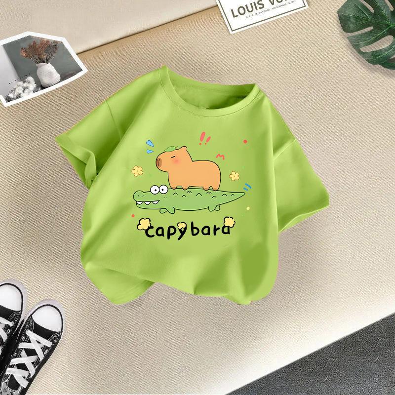 Children's Casual Short-sleeved T-shirt, Summer Boys' And Girls' Cute Capri Blouse