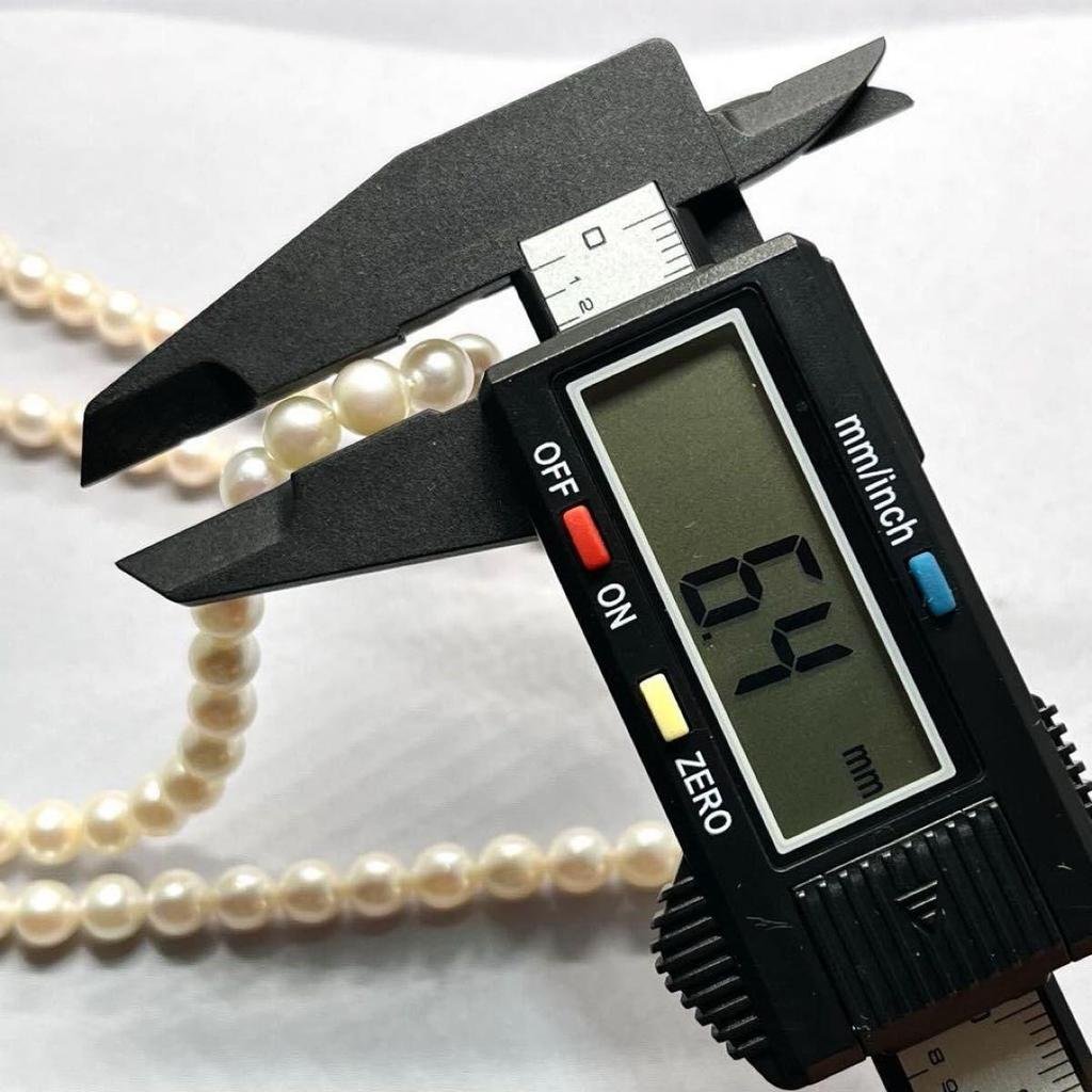 Used [Certificate of authenticity included] Akoya pearl 2 strand necklace pearl silver SILVER stamp 6.5mm pearl necklace