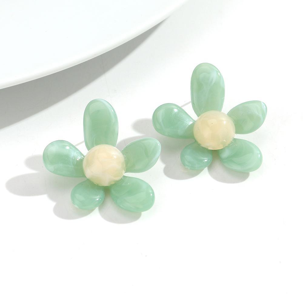 New Colorful Acrylic Flower Stud Earrings for Women Summer Fashion Five Petal Floral Resin Earring Statement Jewelry Daily Gifts