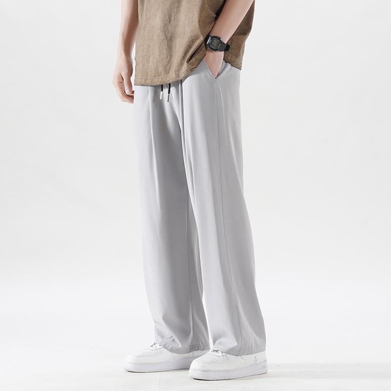 Enbu summer new men's loose ice silk thin casual sports straight wide-leg couple sunscreen pants