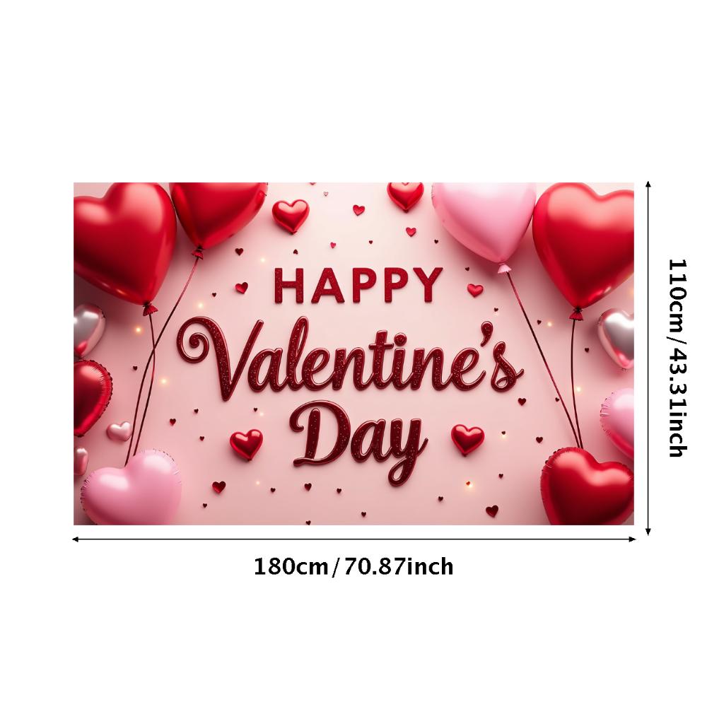Valentine's Day Banner Backdrop Romantic Decorations Heart Background Red Love Celebration Photography Prop Party Supplies