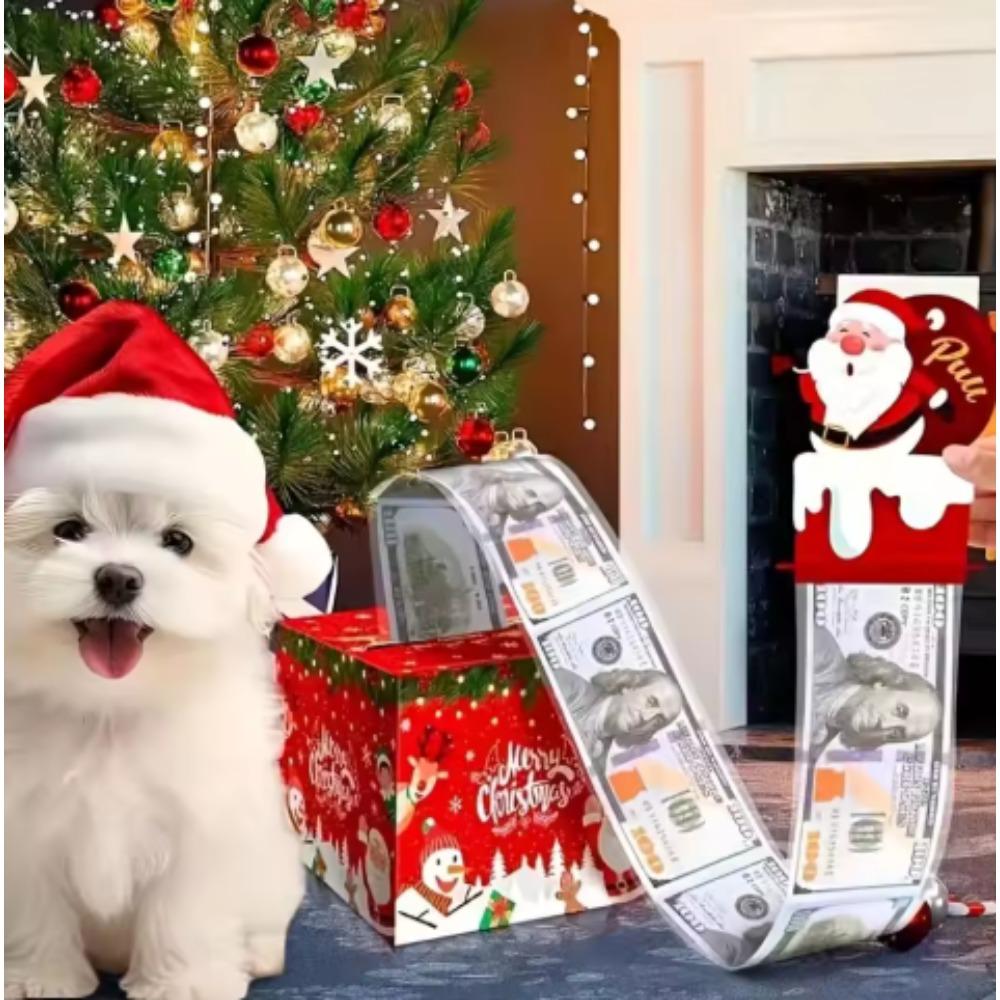 Christmas Money Pull-Out Gift Box Red Christmas Surprise Money Box Kids Adults Favors Gifts Fun Surprise Cash Holder Cash Box