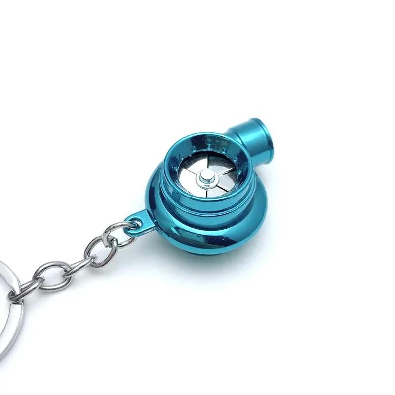 1Pcs Mini Turbo Turbocharger Keychain Spinning Turbine Key Chain Ring Keyring Keyfob Car Keyring Car Interior Accessories