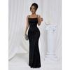 Women's Spaghetti Strap Glitter Bodycon Maxi Dress Straight Neck Mermaid Hem Black Sexy Evening Cocktail Party Banquet Formal Gown