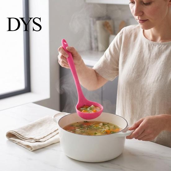 Ergonomic Cooking Spoons Pink Kitchen Utensil, Food Grade Silicone Tool, Non-stick Heat Resistant Baking Spatulas Cookware, Handle Kitchenware