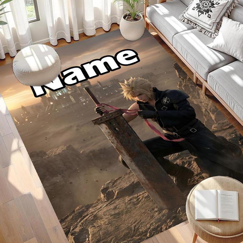 Benutzerdefinierter Name Personalisierter Final Fantasy Druck Teppich, Vielseitiger Heimdekor Teppich, für Spielzimmer, Wohnung, Balkon, Eingangsbereich, Flur Geschenk