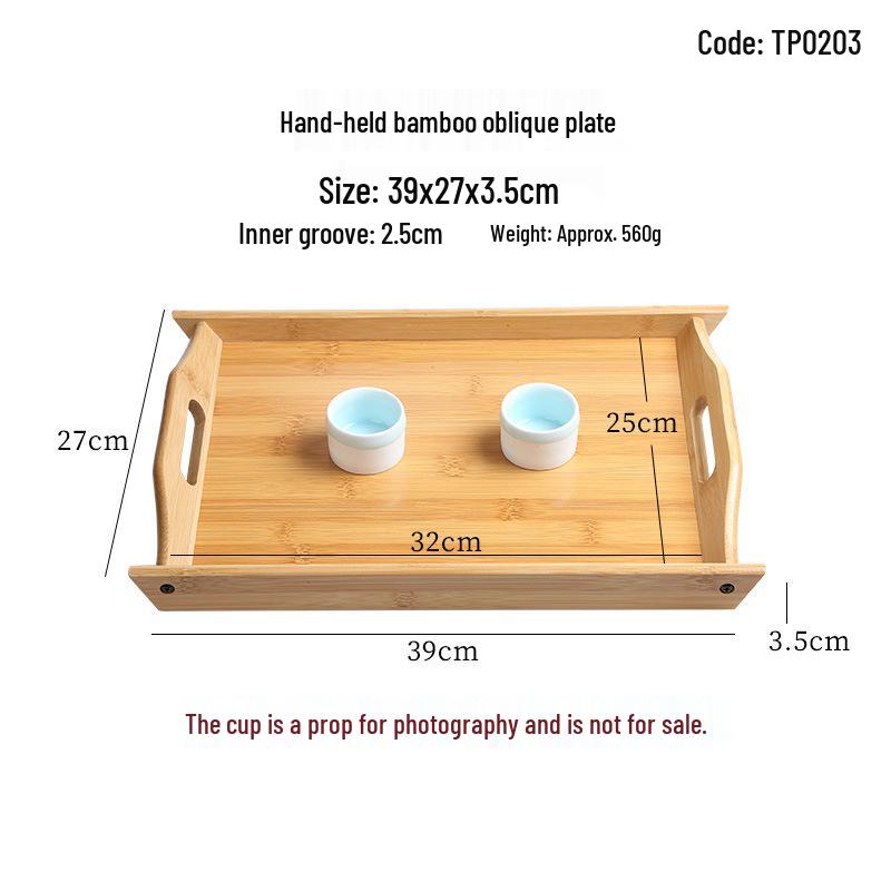 Handcrafted Japanese Orchid Rectangular Wooden Tea Tray with Custom Logo for Hotels and Restaurants