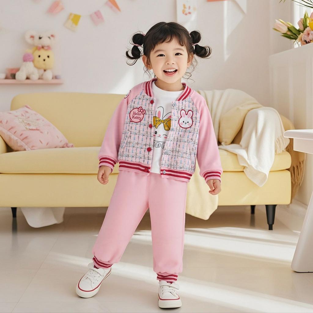Kids Casual Long-Sleeve Set, Comfortable Daily Wear Outfits
