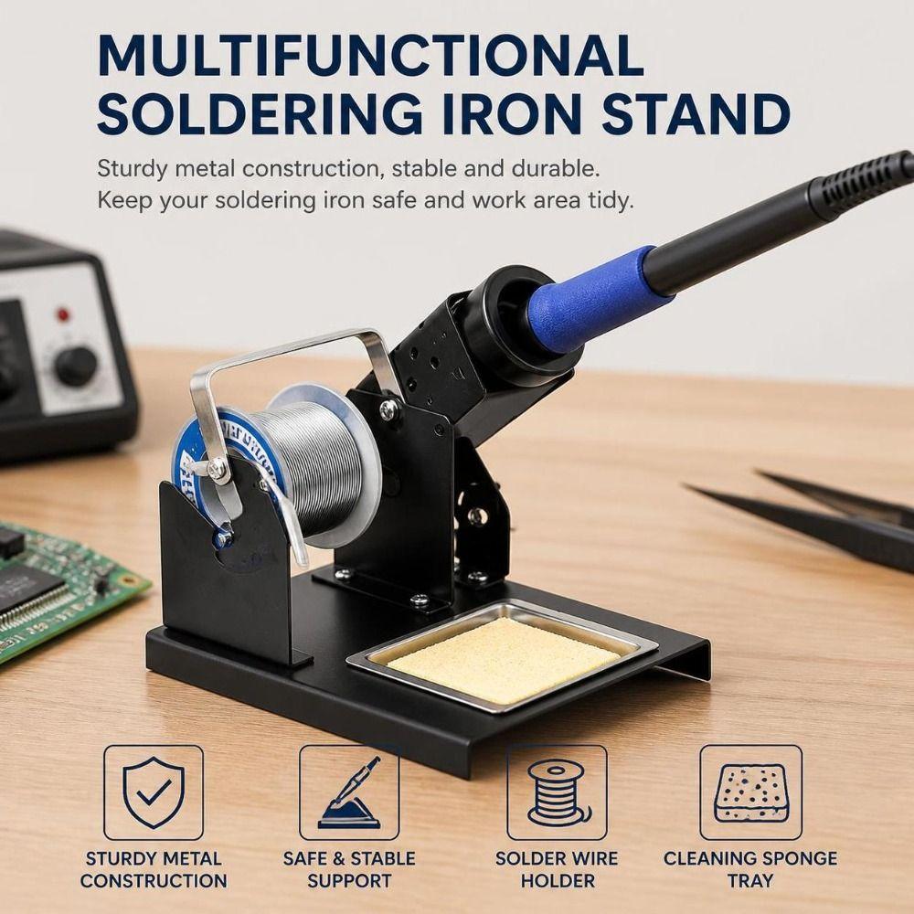 Metal Soldering Iron Holder Stable Base Solder Iron Holder  Electronics Work