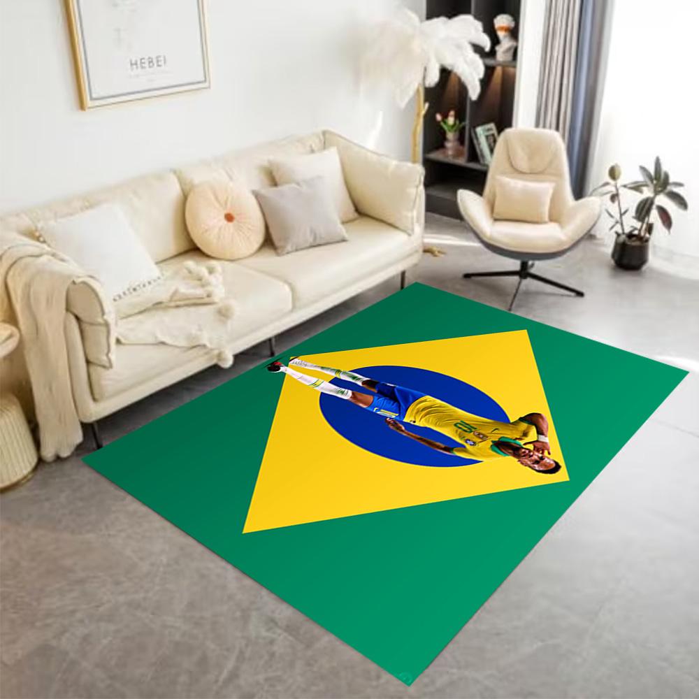 Brazilian Footballer Hairstyle Floor Rug Office Rug Perfect for Game Room Dormitory Bedrooms Study Room Anti-slip Rug Anime Office Decor
