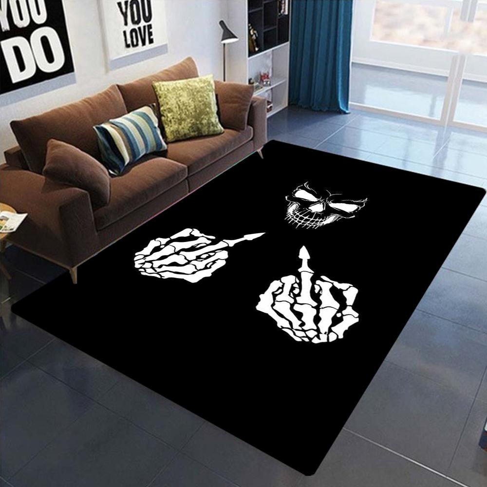 

Dark Cartoon Print Carpet Mat Anti-Slip Backing Rug Glowing Skull Smile Design for Gothic Decor Living Room 3D Horror Floor Mat 40x60cm