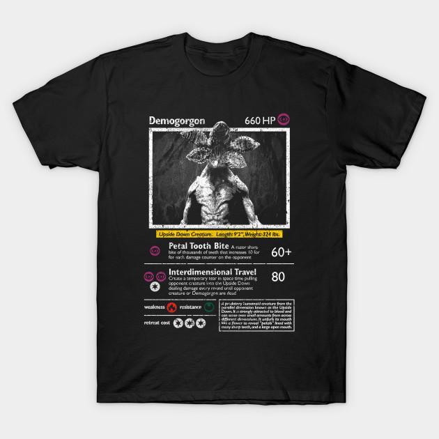 

Men Black Print T-shirt Demogorgon Monster Card No-Cut Transfer Paper Print Cotton Tshirt 4XL чорний