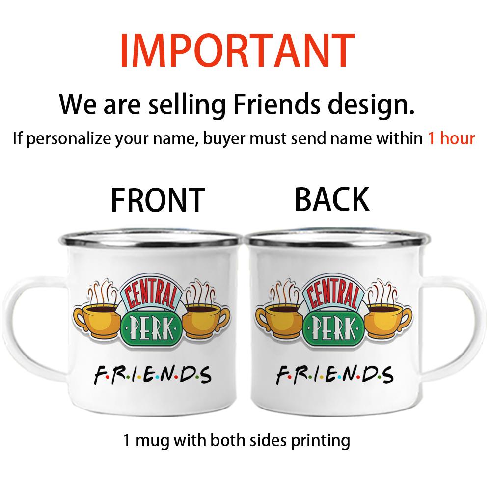 

Dropshipping Personalized Name Central Perk Design Cup 12oz Enamel Wholesale Coffee Mug Tea Milk Cups 301-400ml