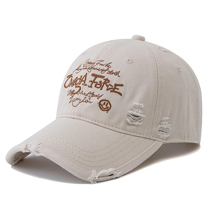 Hot Sale Unisex Baseball Cap Smile Letter Embroidered Cotton Hole Cap Dad Hat Men And Women Outdoor Washed Cotton Hat Cap