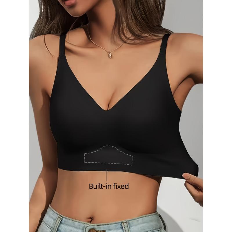 Женский повседневный бюстгальтер с фиксированной чашкой для маленькой груди, Push-up и увеличение, Против провисания, Бесшовный S чёрный