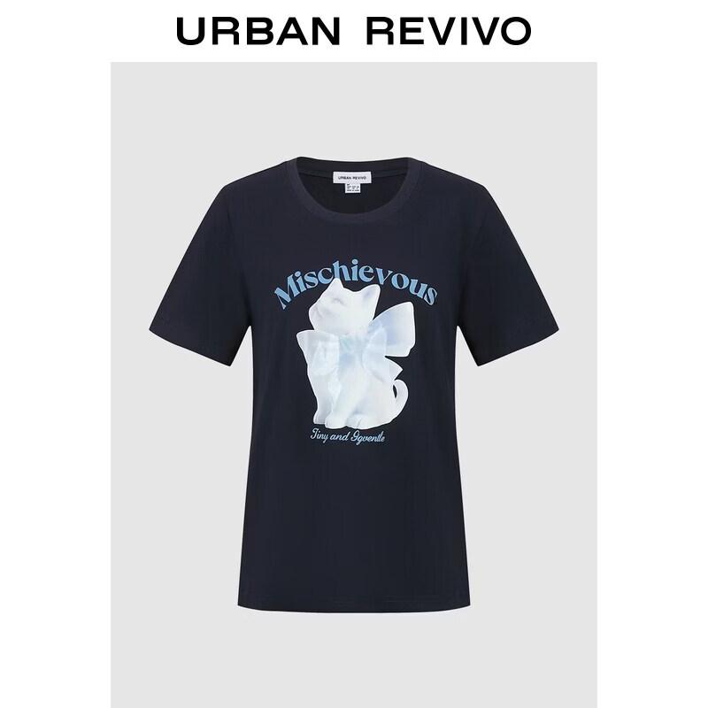 UR2026 Women s Cotton Short-Sleeve T-Shirt with Cute Pet Print XL