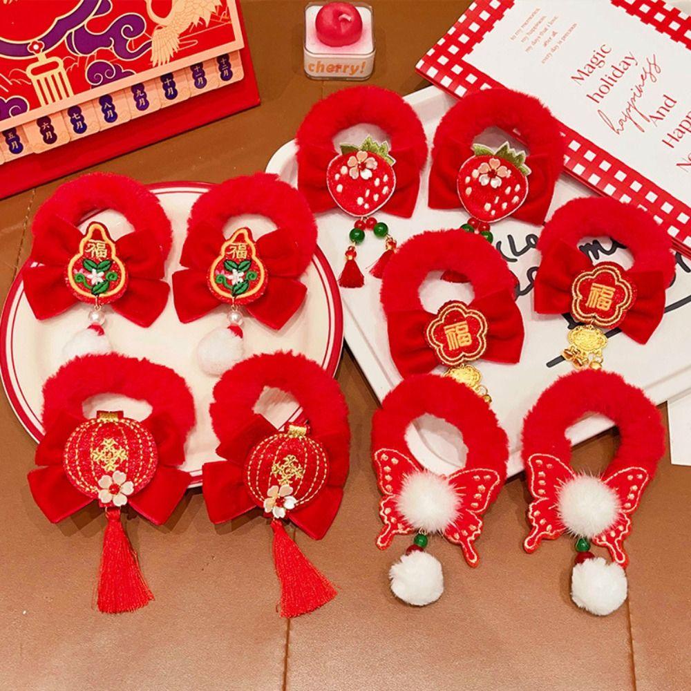 Red Red Bow Hair Ring Chinese Style Headwear Princess Horsetail Holder Hanfu Headwear