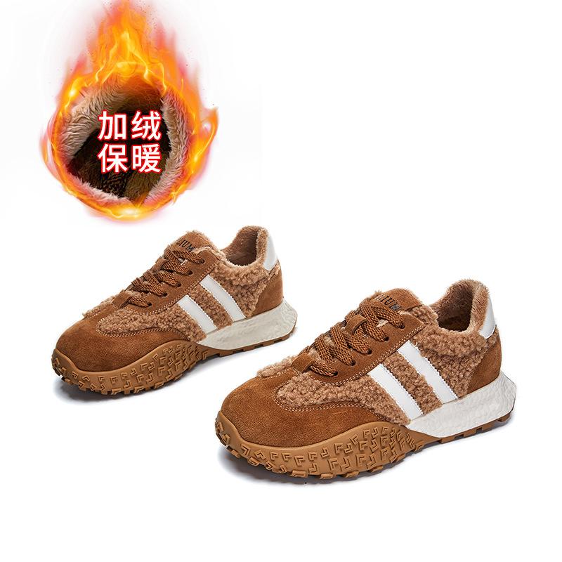 

Genuine leather Dexun shoes 2025 spring new retro Forrest Gump shoes versatile sports shoes fashion platform sports dad shoes 35 верблюд