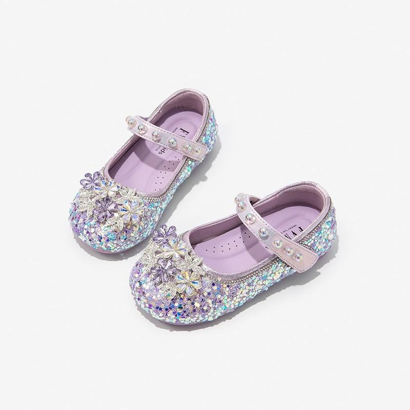 Youth Style Shoes Girls Soft Sole Princess Flat Shoes Toddlers Kids PU Upper With Rubber Magic Tape Sweet School Style
