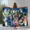 Classic Game Genshin Impact Cartoon Flannel Blanket,Ultra Soft Warm Plush Throw for Home Bedroom Bed Sofa Cover Office Camping