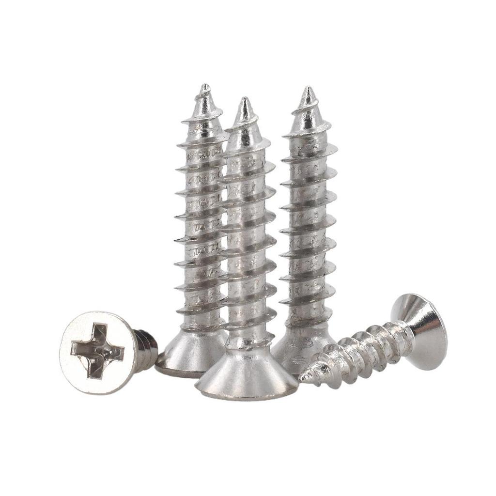 YiguYigu Nickel-Plated Phillips Flat Head Self-Tapping Screws M1-M5, Carbon Steel