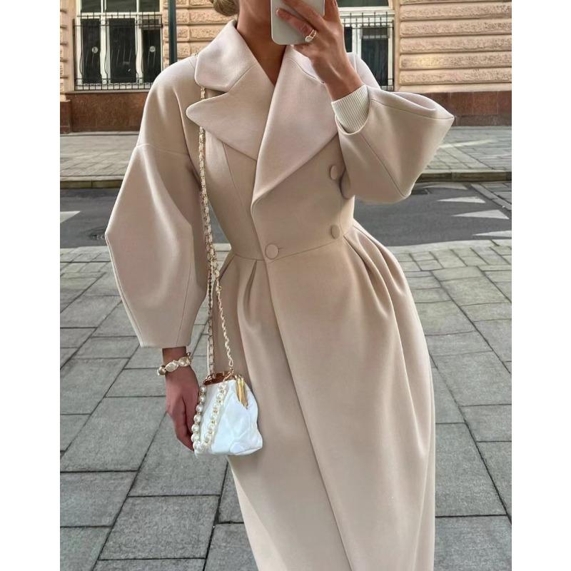 Women's Fashion Casual Solid Color Polo Collar Jackets and Coats for Fall-winter with Long Sleeves and Print