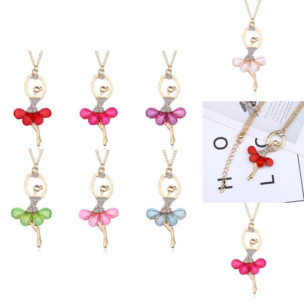 Stunning Fashion Crystal Gold Plated Ballet Dance Girl Angel Dancer Necklace