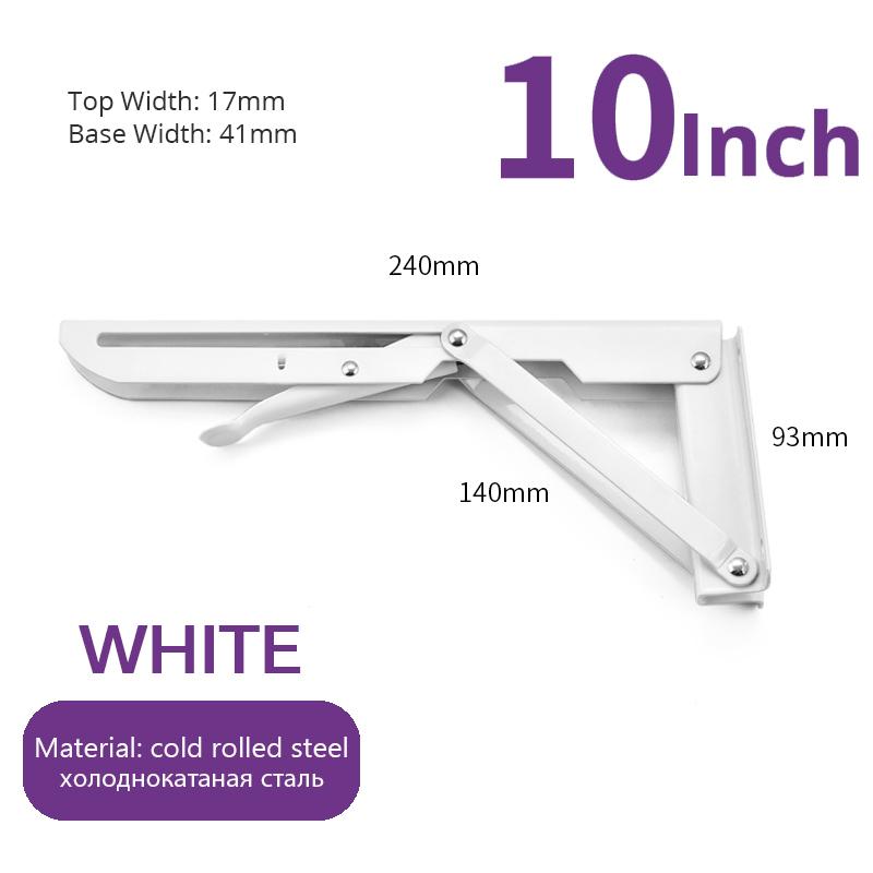 NAIERDI 2PCS 8-20inch Stainless Steel Folding Angle Bracket White Black Iron Triangle Wall Mount Bracket For Shelf Bench Table
