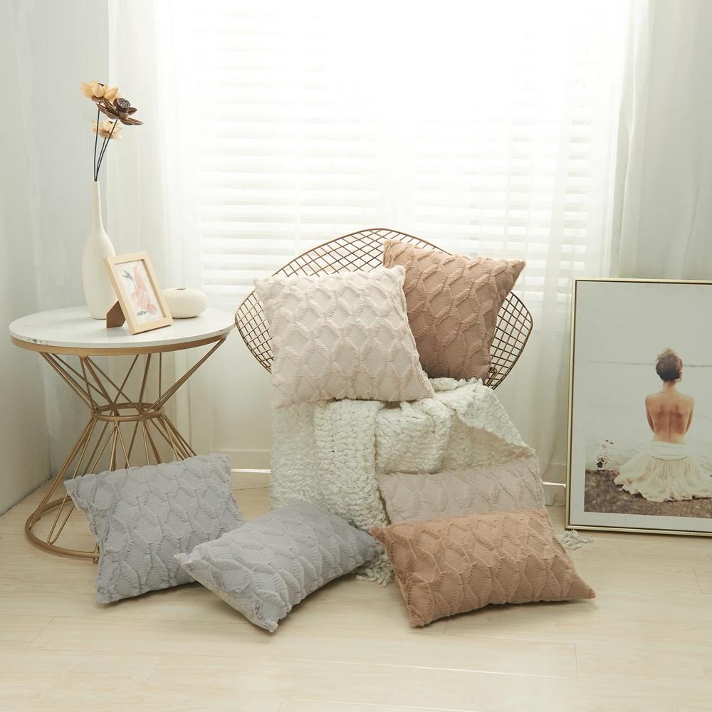 3D Rhombus Plush Pillow Cover Geometric Decorative Throw Pillow Case Soft Cozy Bed Sofa Cushion Cover Nordic Home Spring Decor