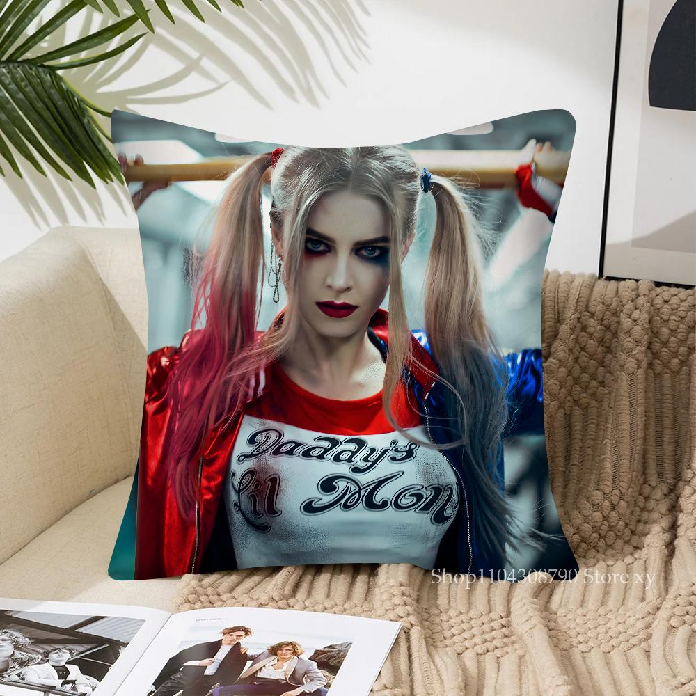 H-Harley Q-Quinn Pillow Case Fashion Square Pillowcase Bedroom Sofa Room Ins Decoration Leisure Cushion Cover 40x40