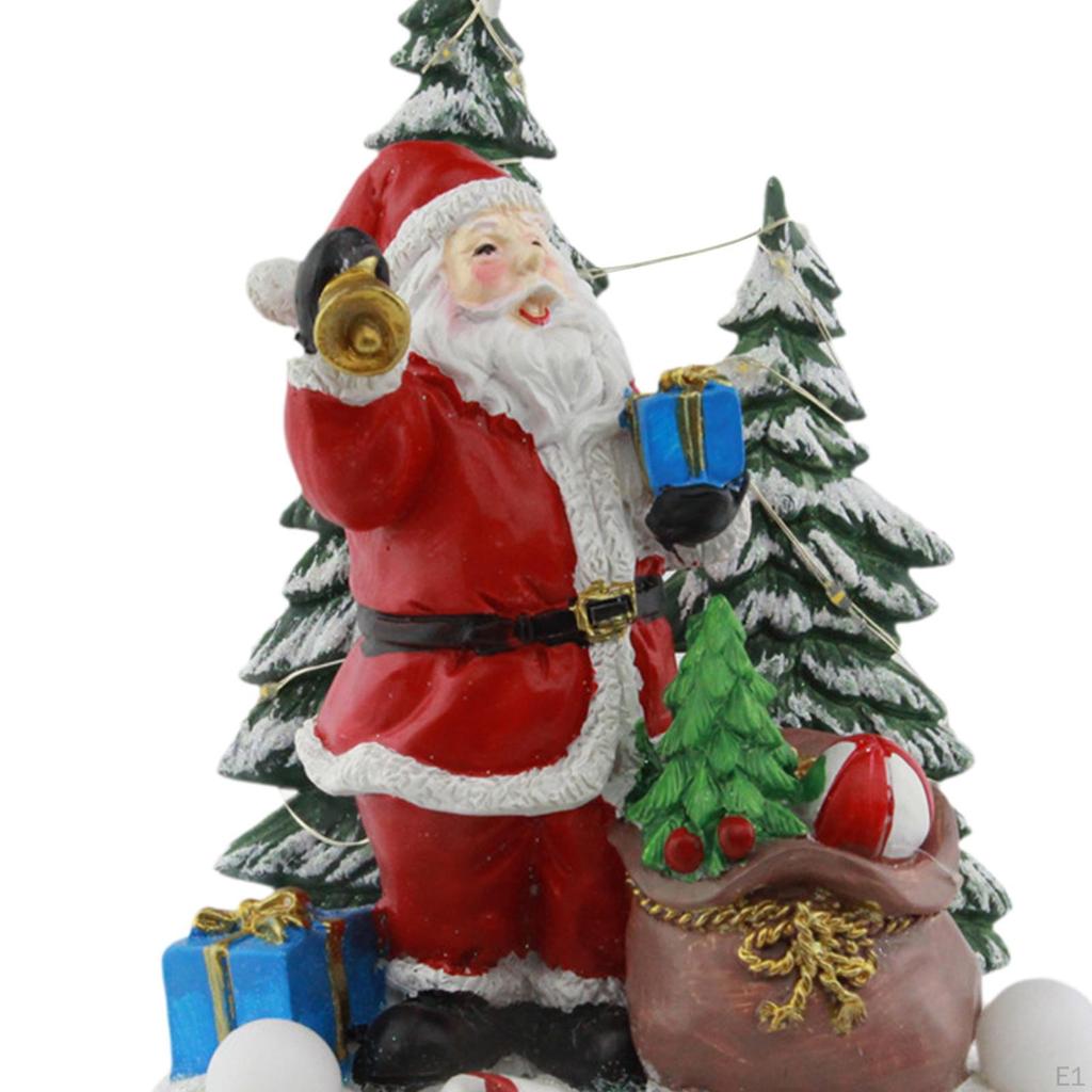 Christmas Figurine Santa Claus Statue Crafts with LED Lights for Home Decor Ornament Sculpture