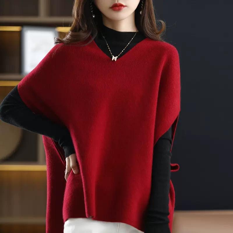 Women's Loose Knitted Layered Sweater Vest for Early Spring To Winter