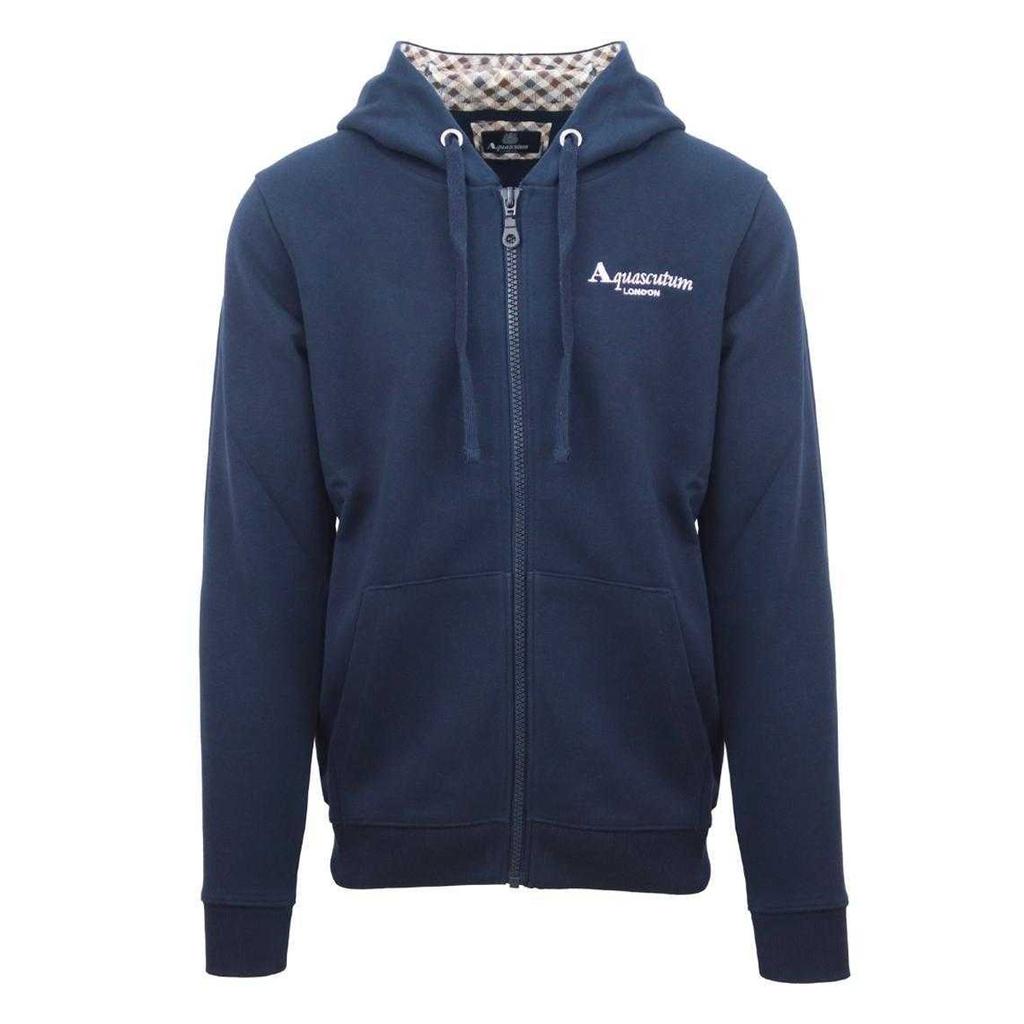 Aquascutum Mens Signature Embossed Full Zip Hoodie
