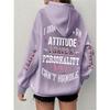 Casual Polyester Hooded Sweatshirt with Slight Stretch, Long Sleeve Alphabet Print Pullover
