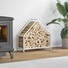 Firewood Rack White 60x25x60 cm Cold Rolled Steel
