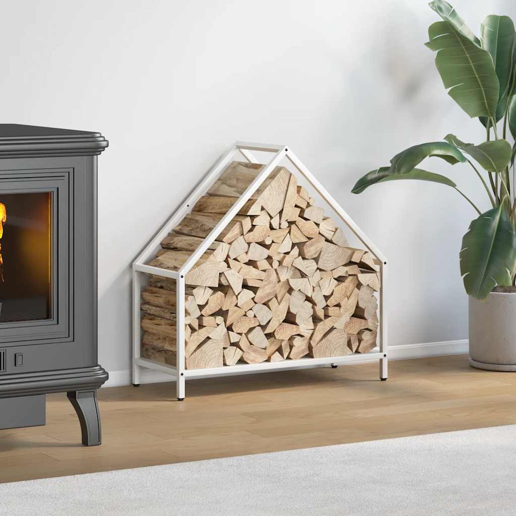 Firewood Rack White 60x25x60 cm Cold Rolled Steel