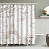 Retro Eiffel Tower Print Shower Curtain For Bathroom Decor White Brown Tones Waterproof Fabric With Grommets Set