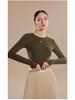 Damen Kaschmir-Mischung Langarm Baselayer Top - Hautfreundlich, Herbst/Winter Rundhals Pendel-Essential