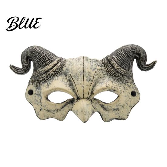 Ram Horn Demon Mask Halloween Mask Horror Devil Half Face Half-face Lightweight Gothic Masquerade for Cosplay Costume Party