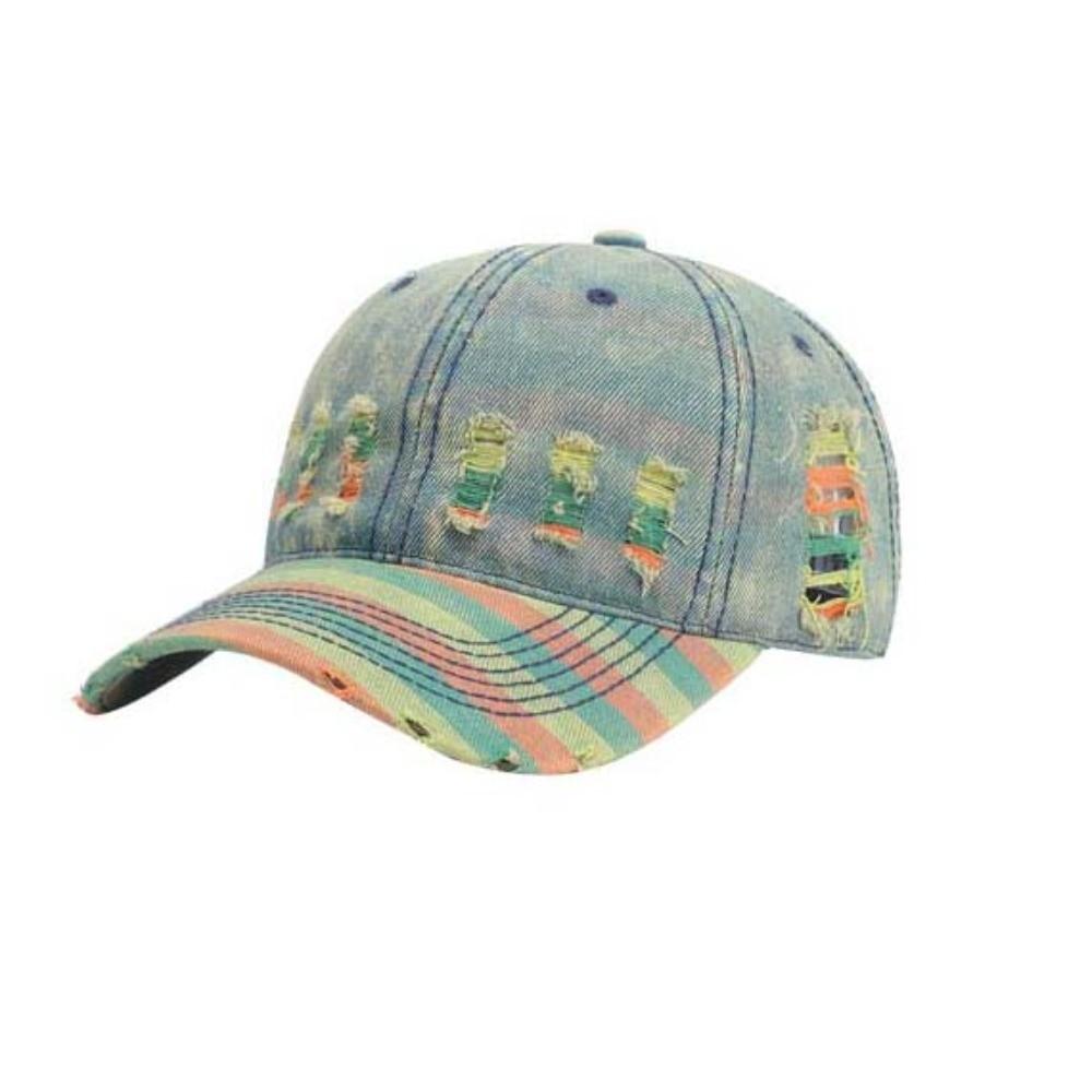

Sunshade Unisex Retro Peaked Hat Adjustable Distressed Colorful Casquette Men Style 1
