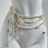 Elegant Tassel Floral Pearl Layered Waist Chain Multilayer Body Chain Decorative Belly Decor for Fashion Forward Women