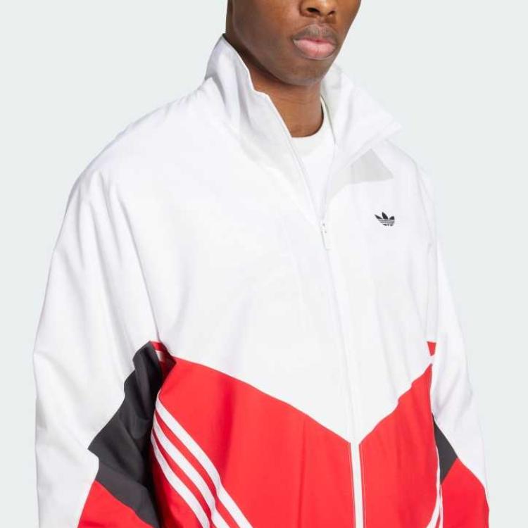 Adidas Originals Logo Stripe Sports Casual Stand Collar Loose Zipper Jacket Men Jacket Light-Crimson KA4549