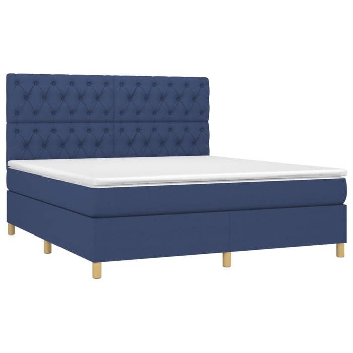 Maison Exclusive - Sommier à lattes de lit et matelas et LED Bleu 160x200 cm Tissu