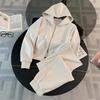 Women's 2-Piece Casual Tracksuit, Zip-up Collar Sweatshirt Elastic Waist Pants Loose Fit Loungewear Set