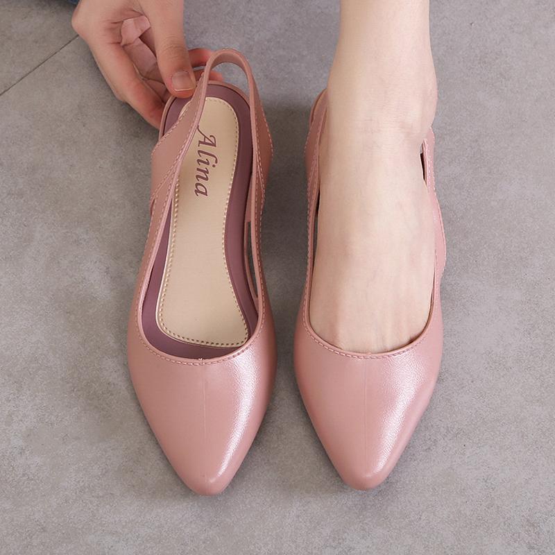 Neu Frauen Sandalen Slingback Casual Skidproof Strand Schuhe Für Weibliche Spitz Zehe Chunky Med Heels Flip-Flops