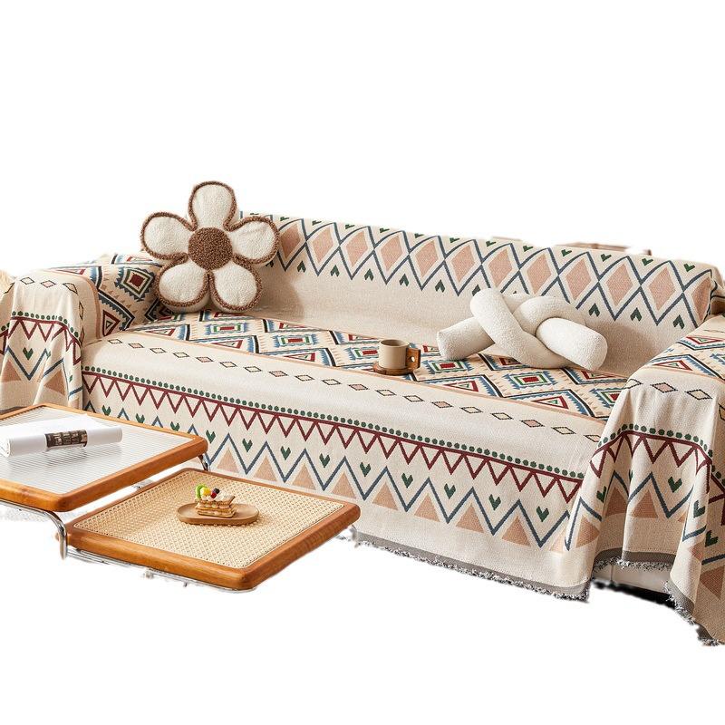 Bohemian Style Non-Slip Sofa Cushion Cover - Full One-Piece for Three-Seater