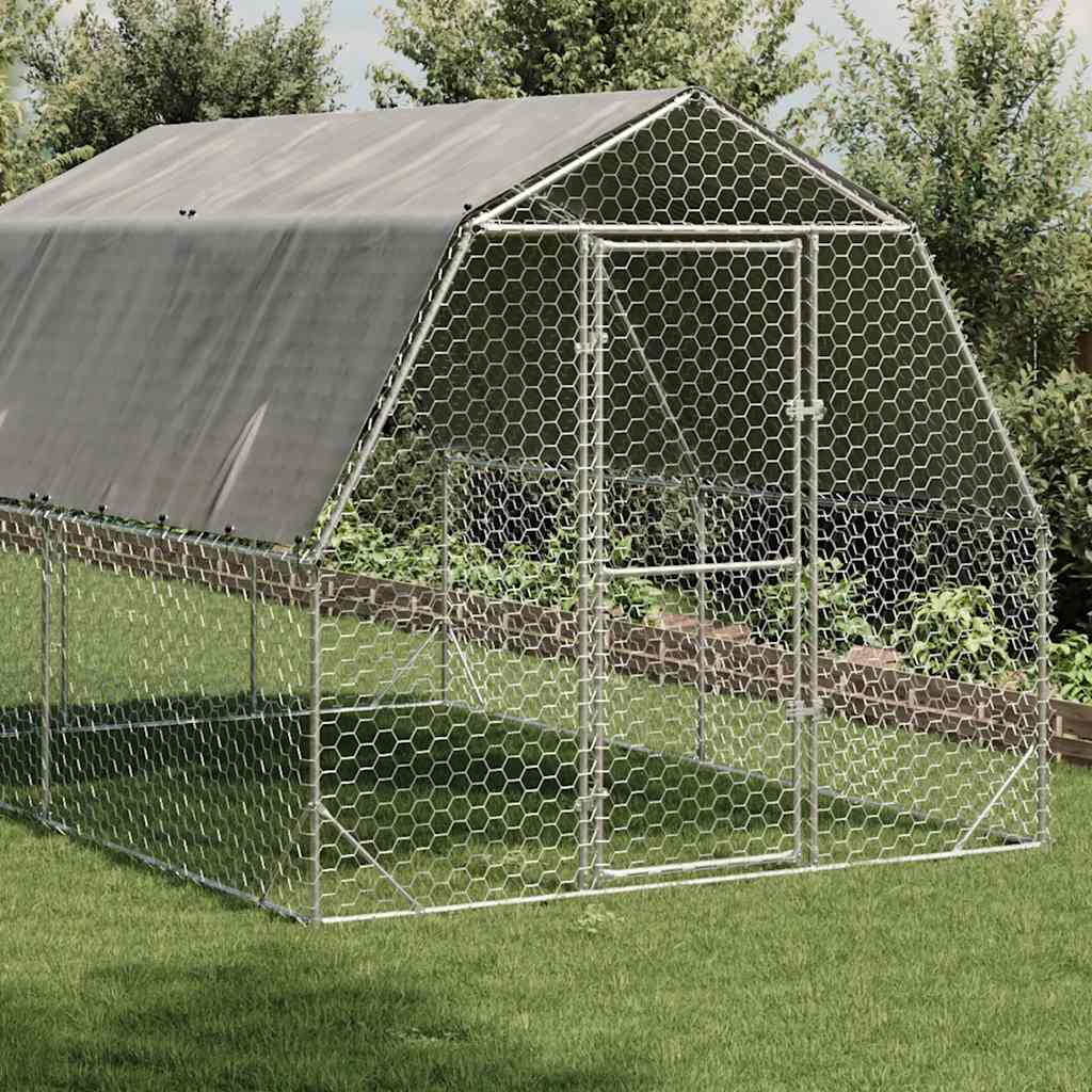 Vidaxl Coop With Roof 2.5X4X2.25 M Galvanized Steel