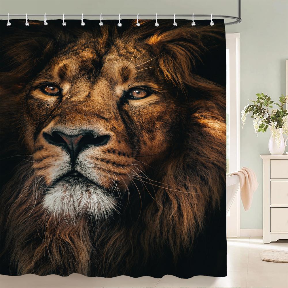 Zabawna zasłona prysznicowa 3d zasłony kąpielowe małpa orangutan nadruk ze zwierzętami wodoodporny poliester do wystroju łazienki duży 180x200cm